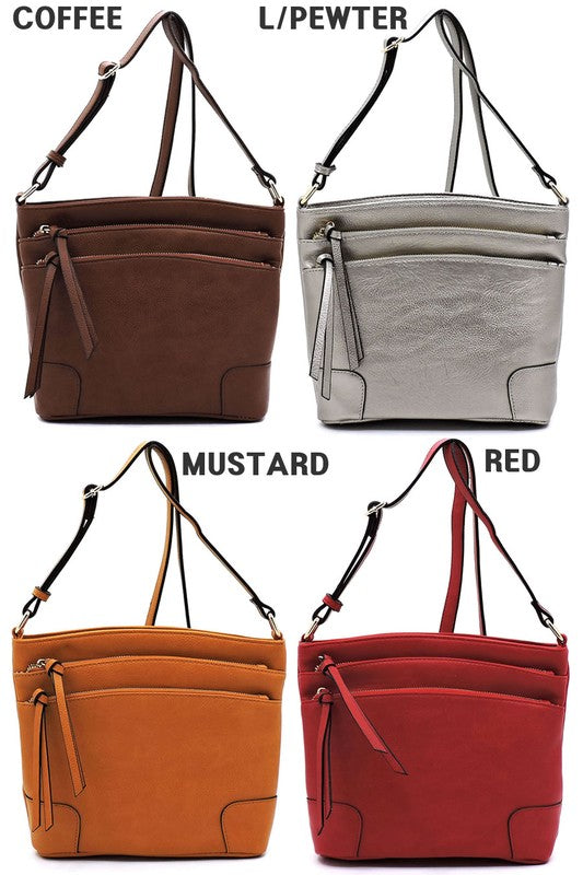 *Fashion Multi Zip Pocket Crossbody Bag