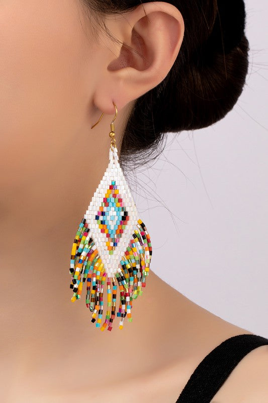 *Boho Seed Bead Drop Earrings