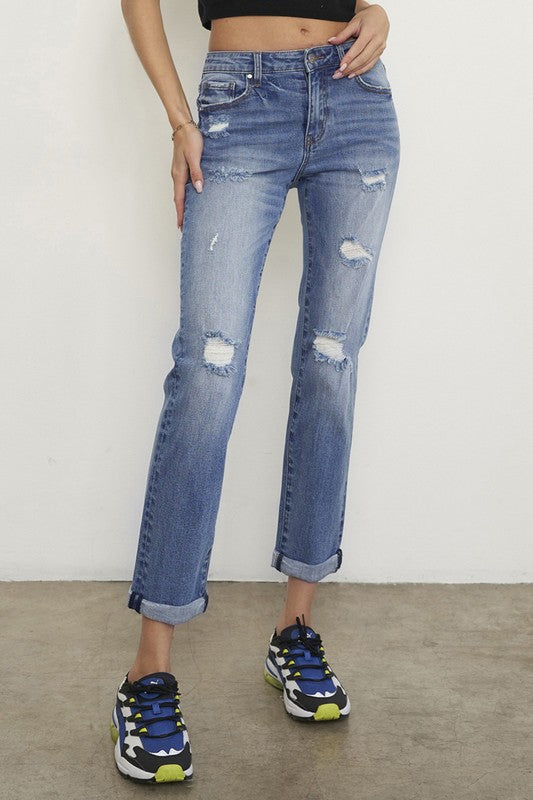 *Mid Rise Slim Boyfriend Jeans