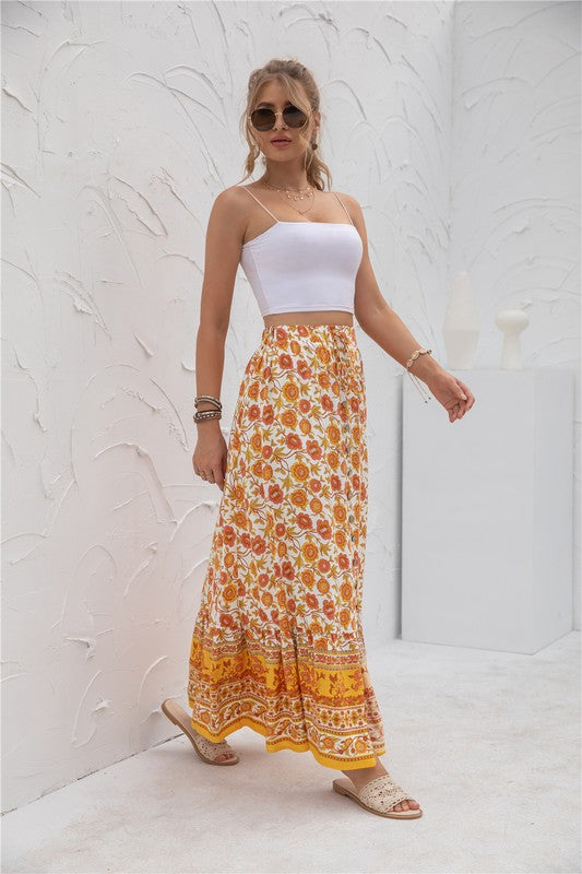 *Womens Print Maxi Skirt