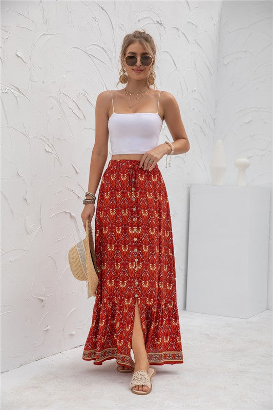 *Womens Print Maxi Skirt