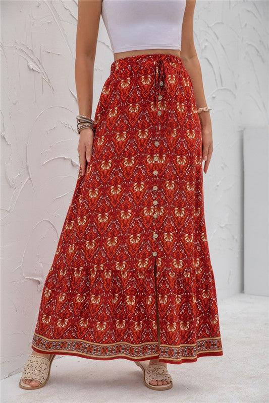 *Womens Print Maxi Skirt