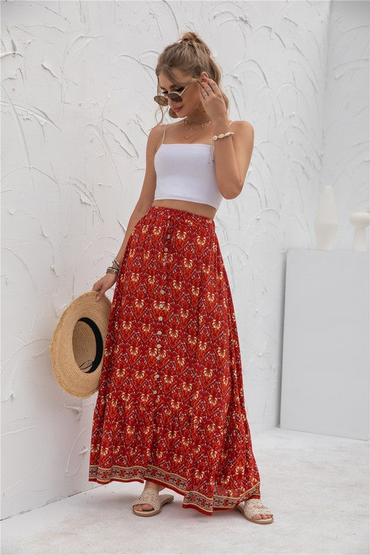 *Womens Print Maxi Skirt