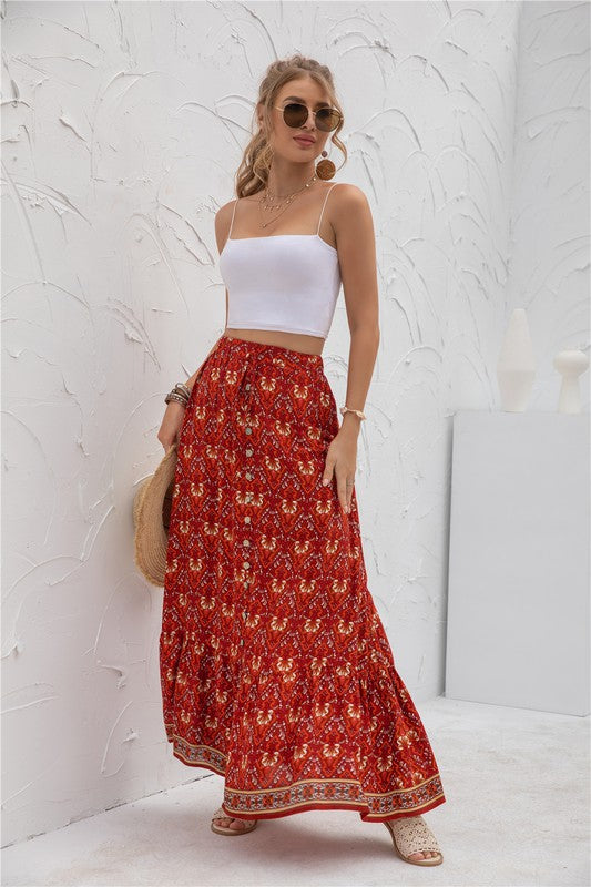 *Womens Print Maxi Skirt