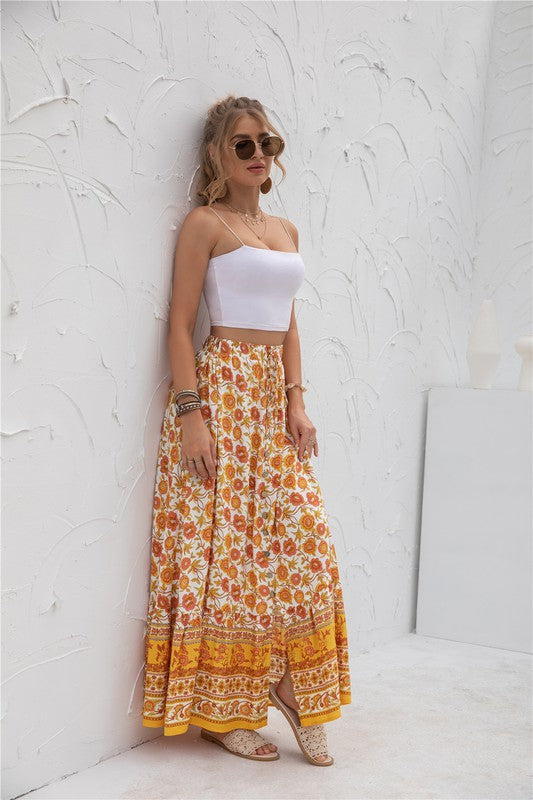 *Womens Print Maxi Skirt