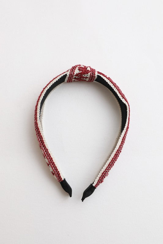 *Embroidered Stitch Boho Knotted Headband