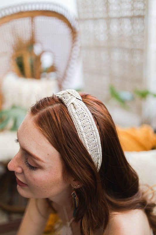 *Embroidered Stitch Boho Knotted Headband