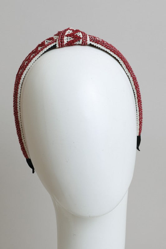 *Embroidered Stitch Boho Knotted Headband