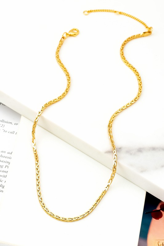 *Real Gold Dipped Braided Chain Necklace