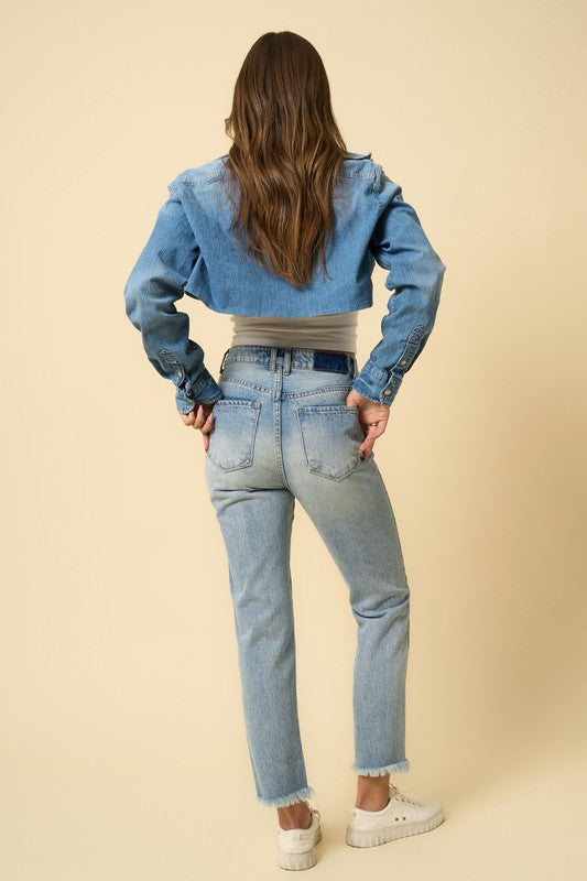 *High Rise Straight Jeans