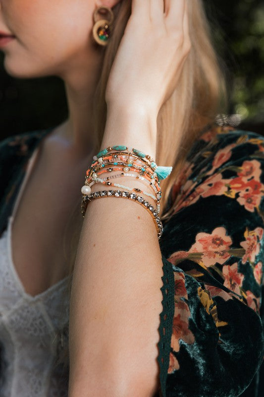 *Sweet Pastel Studded Beads Layered Bracelet