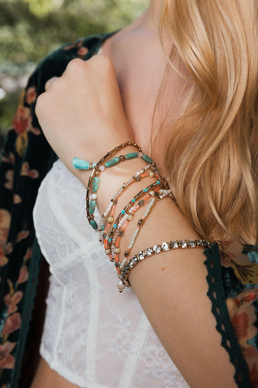 *Sweet Pastel Studded Beads Layered Bracelet