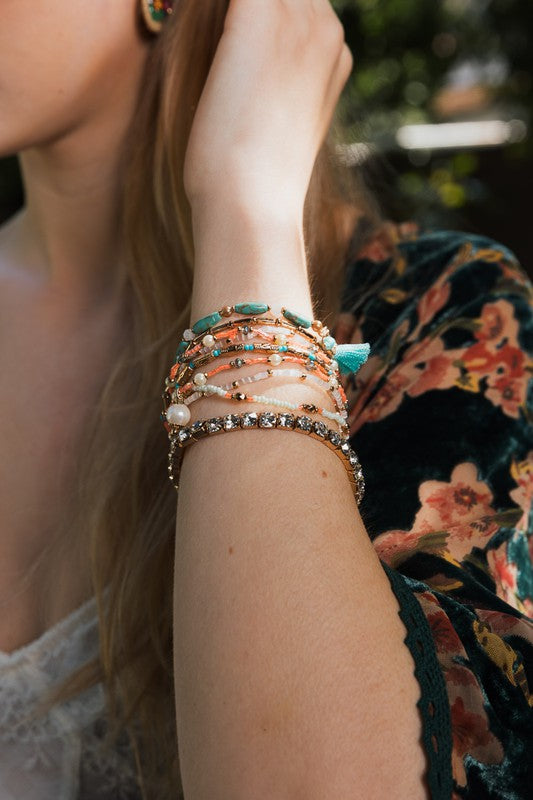 *Sweet Pastel Studded Beads Layered Bracelet