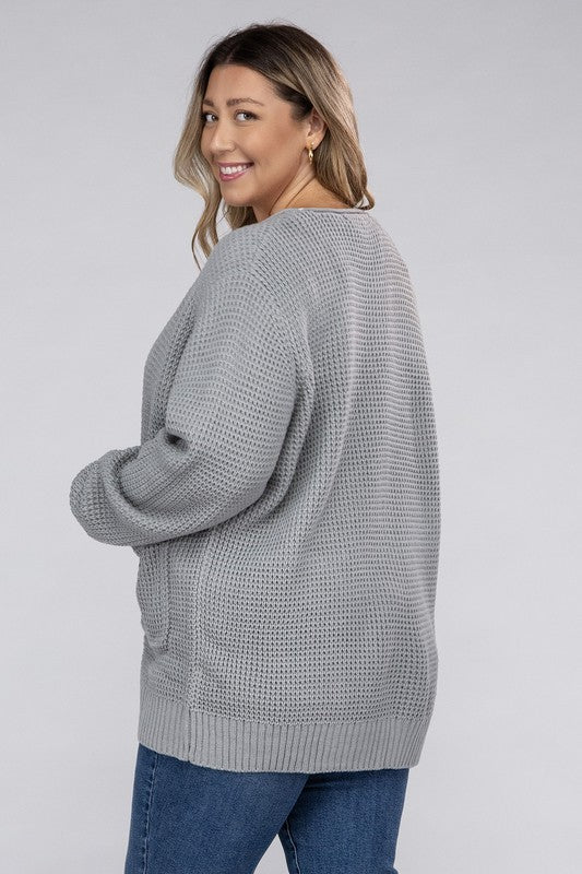 *Low Gauge Waffle Open Cardigan Sweater - Lovelier