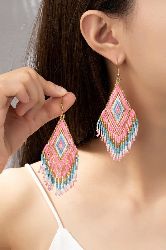 *Boho Seed Bead Drop Earrings