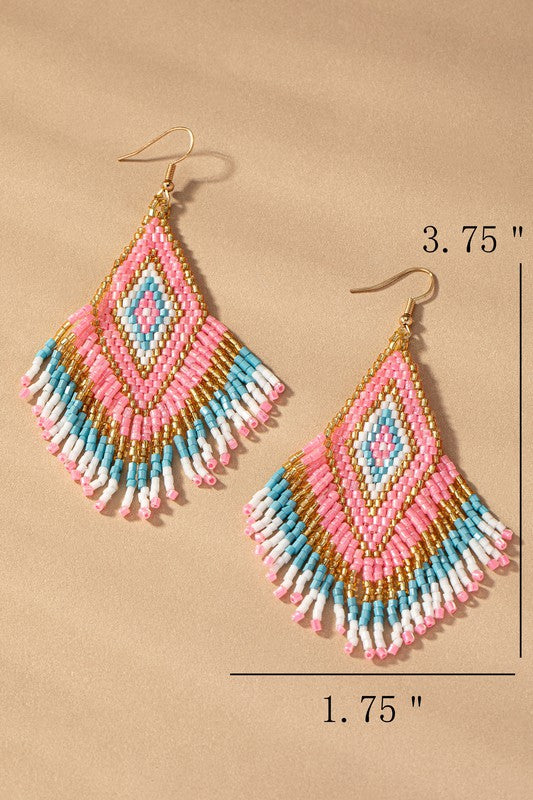 *Boho Seed Bead Drop Earrings