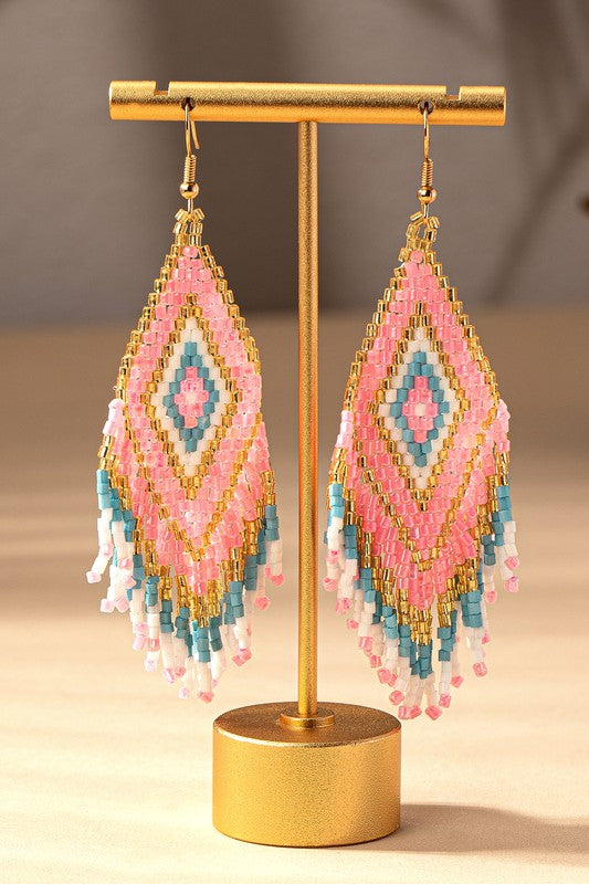 *Boho Seed Bead Drop Earrings