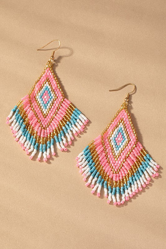 *Boho Seed Bead Drop Earrings