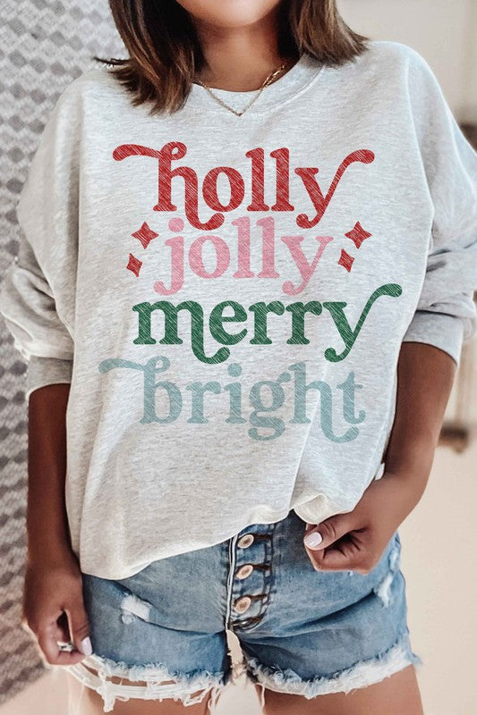 *Holly Jolly Merry Christmas Graphic Sweatshirt