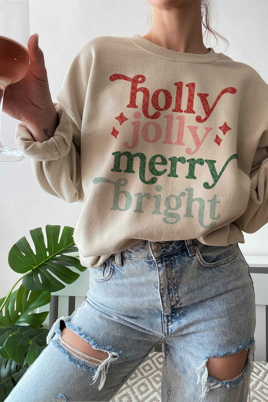 *Holly Jolly Merry Christmas Graphic Sweatshirt