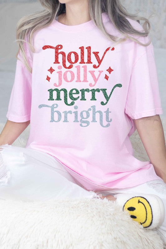 *Holly Jolly Merry Christmas Oversized Graphic Tee