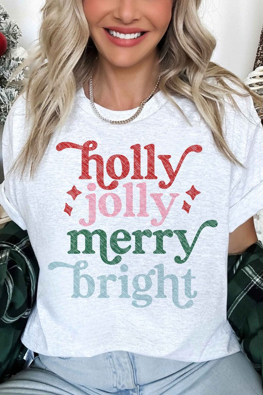 *Holly Jolly Merry Christmas Oversized Graphic Tee