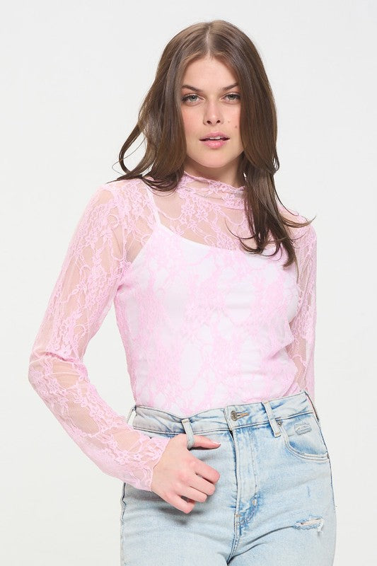 *Mesh Floral Print Top - Lovelier