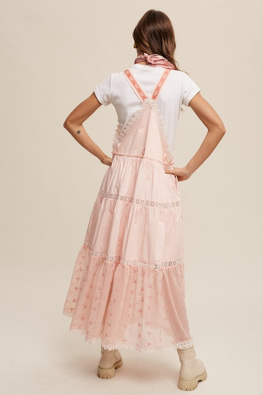 *Laced and Tiered Romantic Overall Maxi Dress