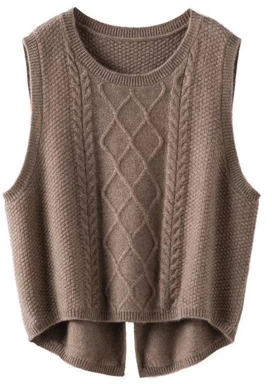 *Cable Knit Slit Sweater Vest