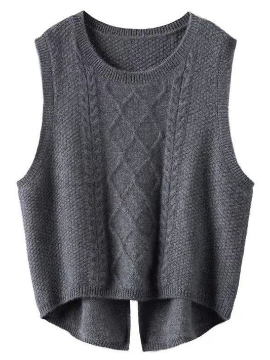 *Cable Knit Slit Sweater Vest