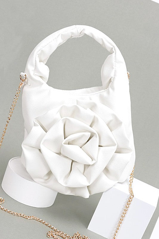 *Pleated Flower Top Handle Clutch