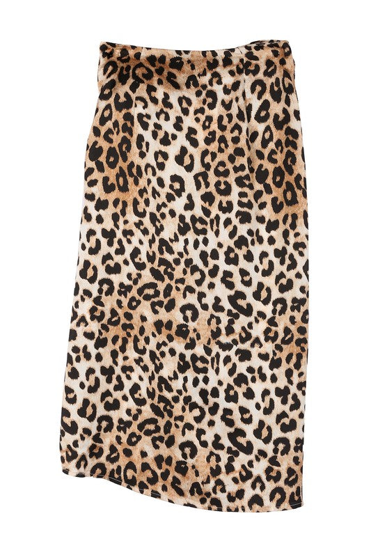 *Satin Leopard Tie Skirt