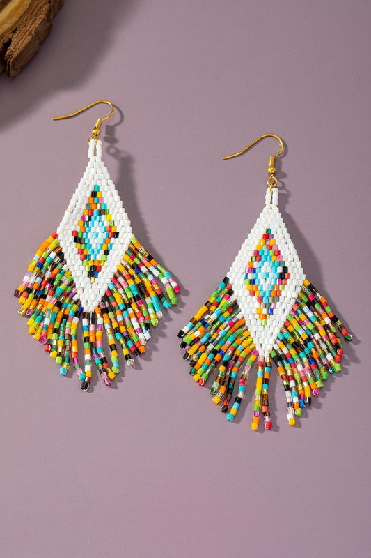 *Boho Seed Bead Drop Earrings