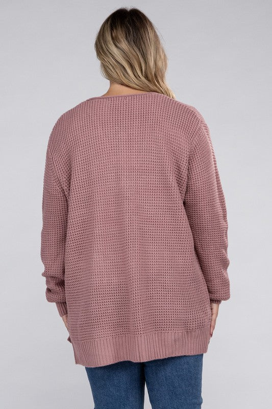 *Low Gauge Waffle Open Cardigan Sweater - Lovelier