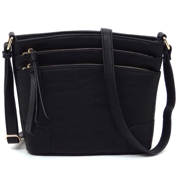 *Fashion Multi Zip Pocket Crossbody Bag