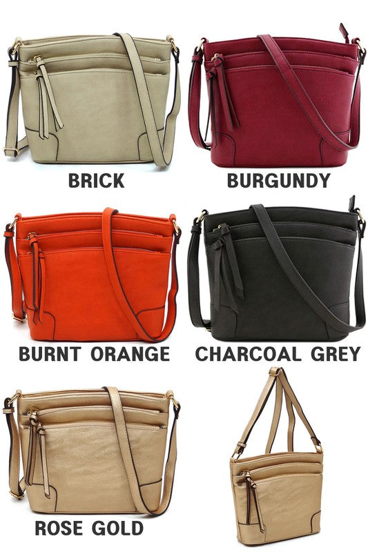 *Fashion Multi Zip Pocket Crossbody Bag