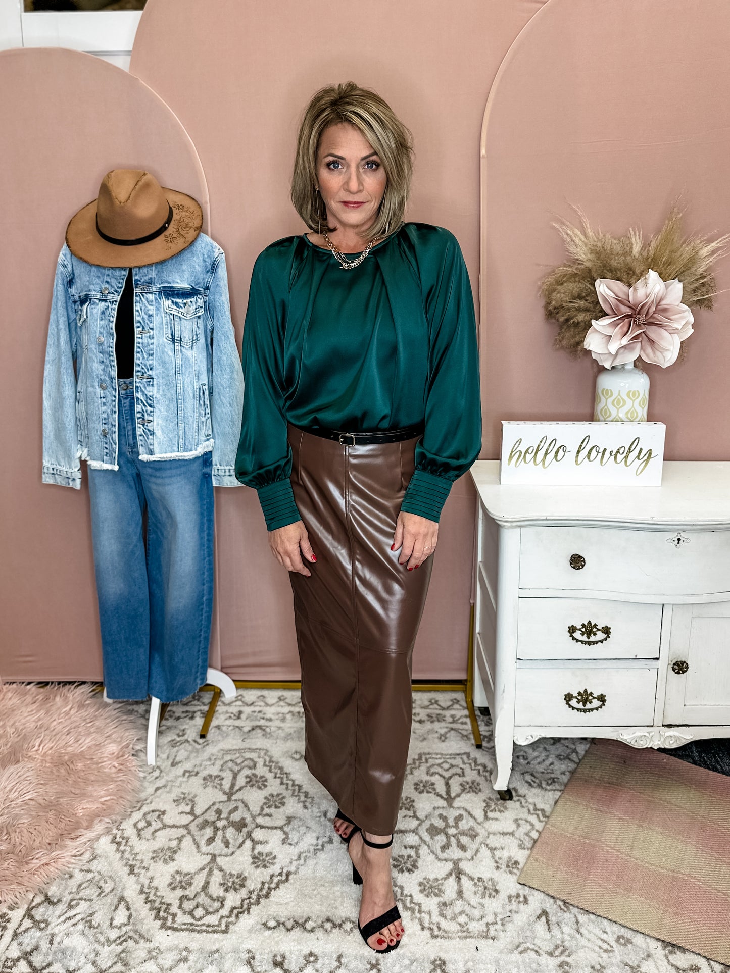 Evergreen Satin Top