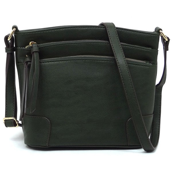 *Fashion Multi Zip Pocket Crossbody Bag