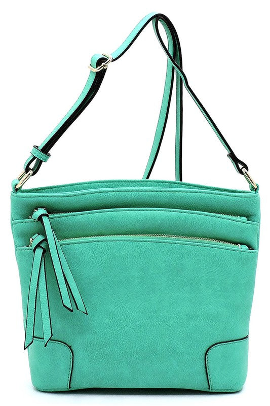 *Fashion Multi Zip Pocket Crossbody Bag