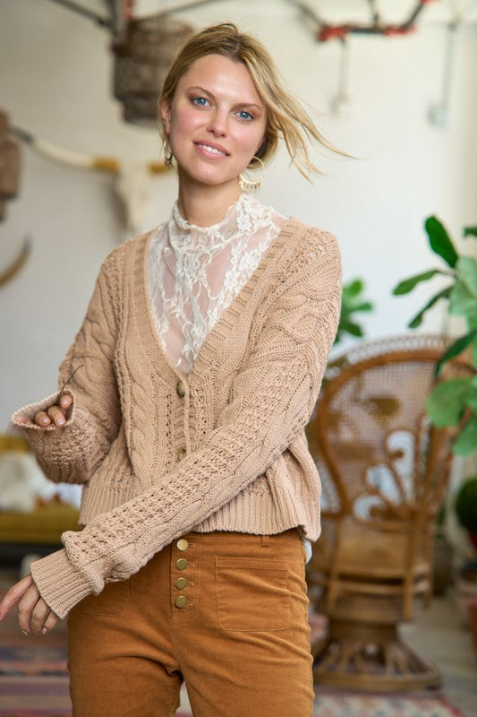 *Cable Knit Cardigan - Lovelier