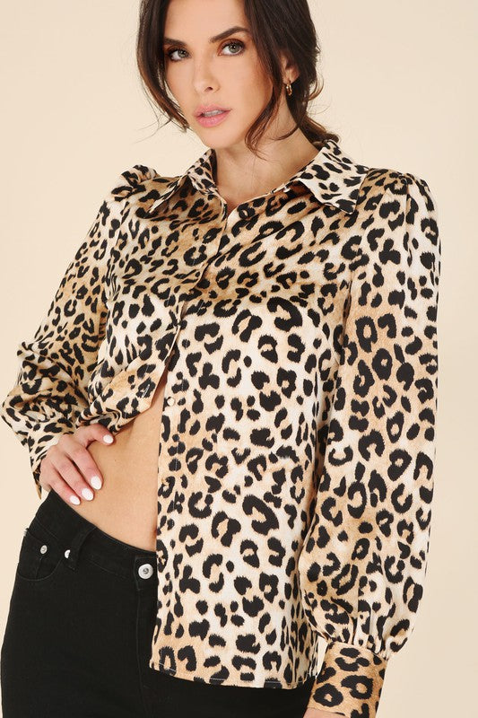 *Satin leopard blouse